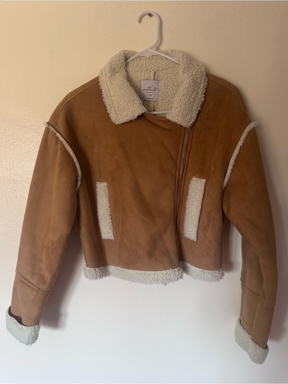 Sweetheart & Los Angeles Brown Faux-Suede Teddy Jacket with Cream Shearling